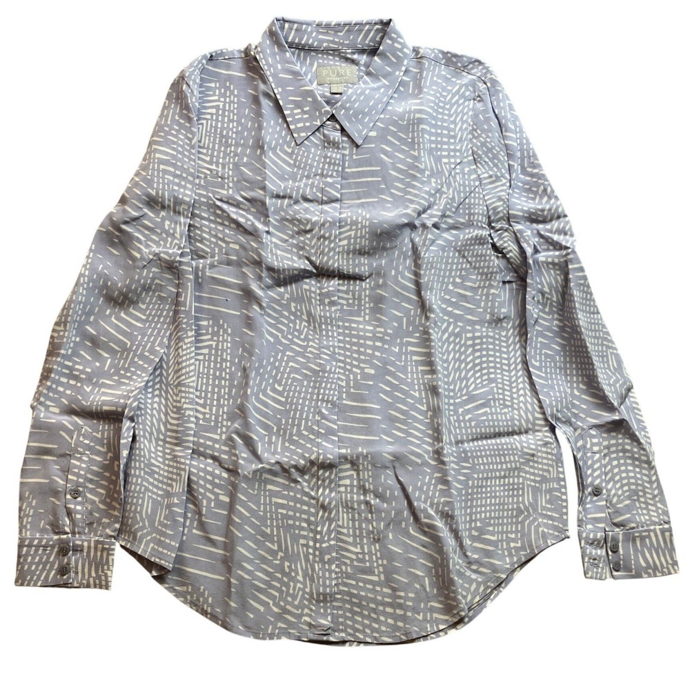 Pure‎ Collection Blouse Womens 6 Silk Button Down Mature Preppy Academia Career